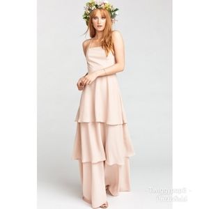 Show Me Your MuMu Blush Layered Tiered Wedding Gown
